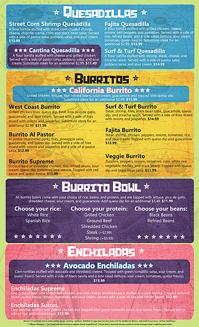 Cantina Louie Menu